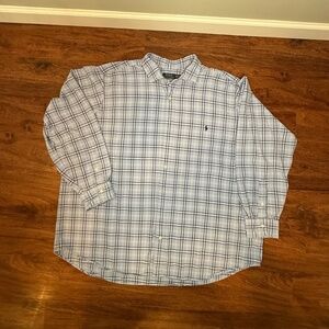 Men's Polo Ralph Lauren Blue Plaid Button-up Shirt Size 3XB